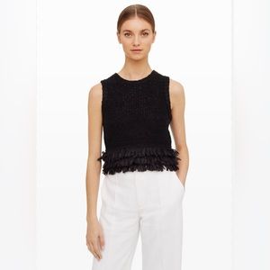 Club Monaco Fringe Tank Top Black size S small Pull Over Sweater